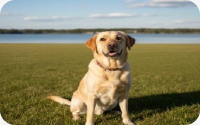 A friendly Labrador Retriever, ideal dog breed for first-time owners