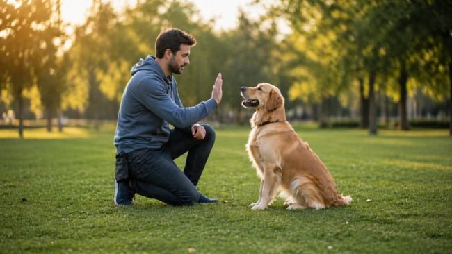 dog-training-basics-owner-teaching-commands